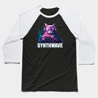 Synthwave cat with headphones Baseball T-Shirt